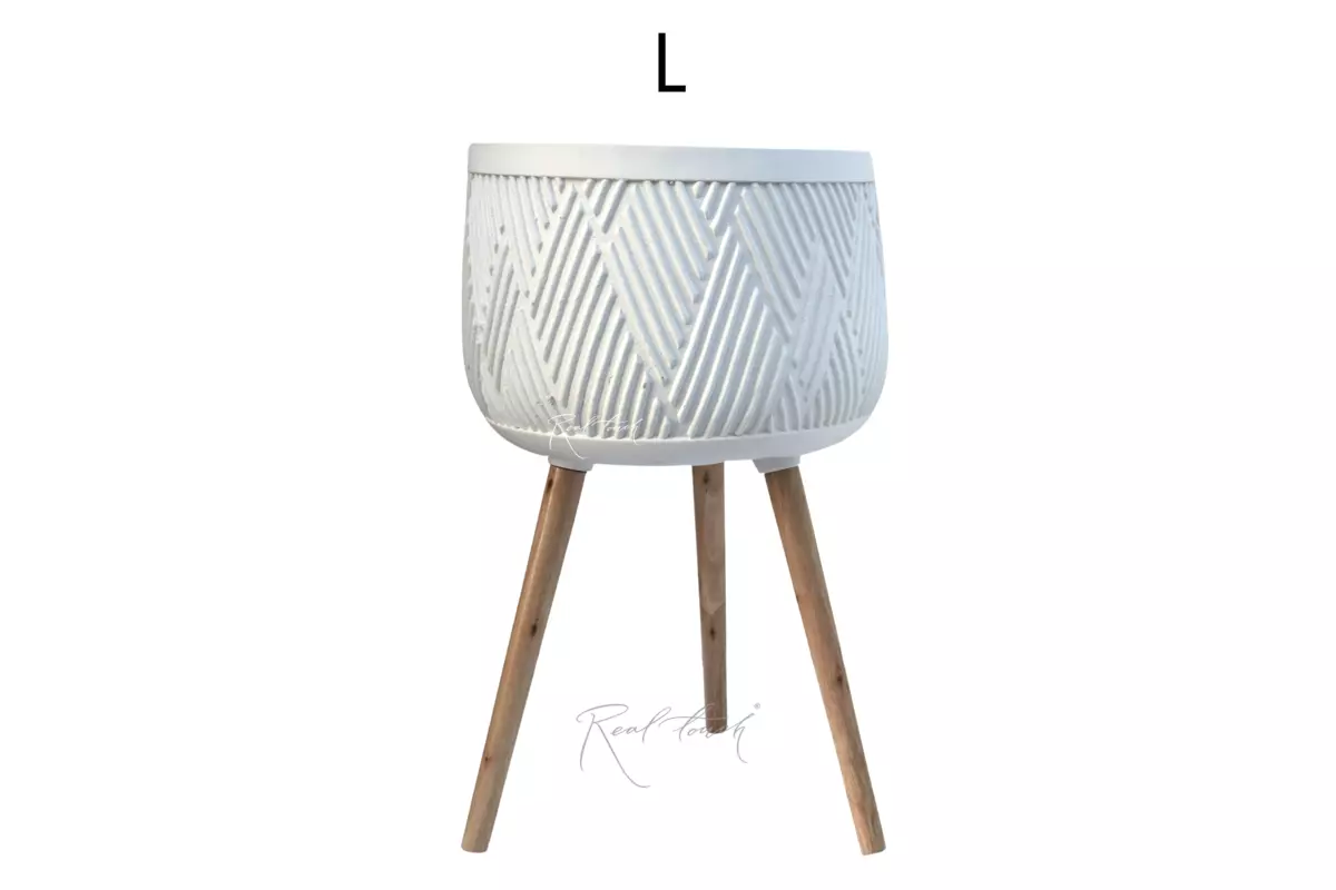 Кашпо Real Touch Macrame на ножках L - 66/40 см - Белый