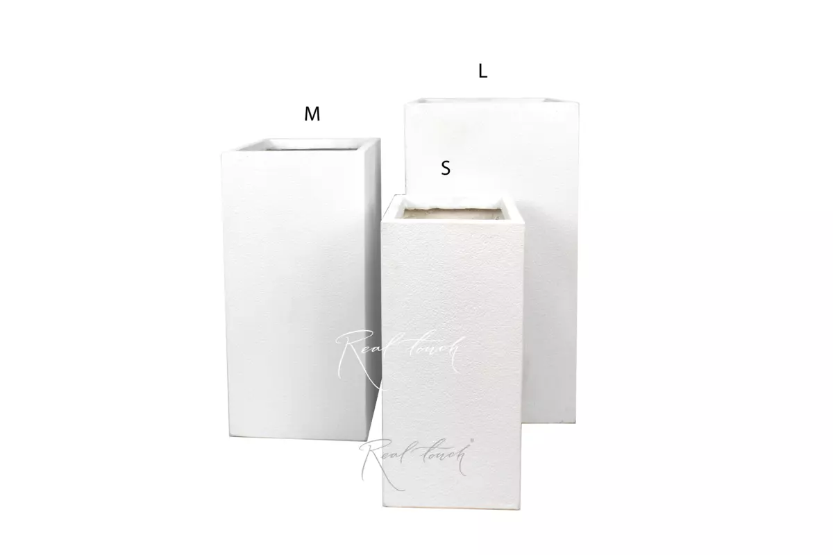 Кашпо Real Touch Plain Cuboid текстурный (L).2237 - Белый