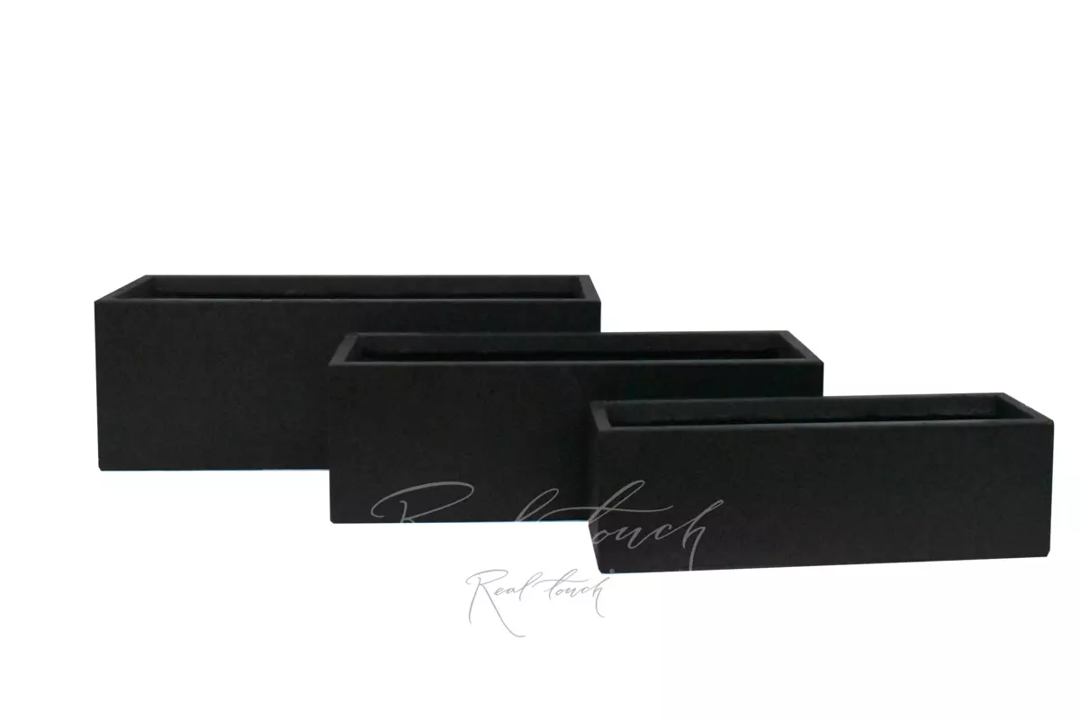 Кашпо Real Touch Plain прямоугольный низкий (M).2220 - Черный
