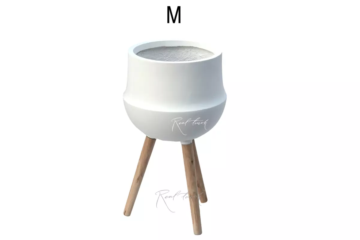 Кашпо Real Touch Грапп на ножках M - 55/28 см - Белый