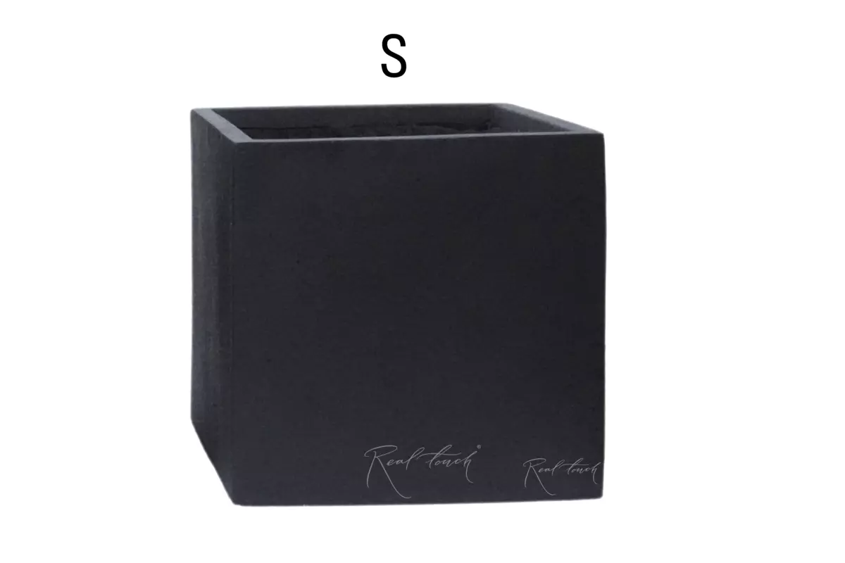 Кашпо Real Touch куб низкое S - 31,5/31,5/32 см - Черный