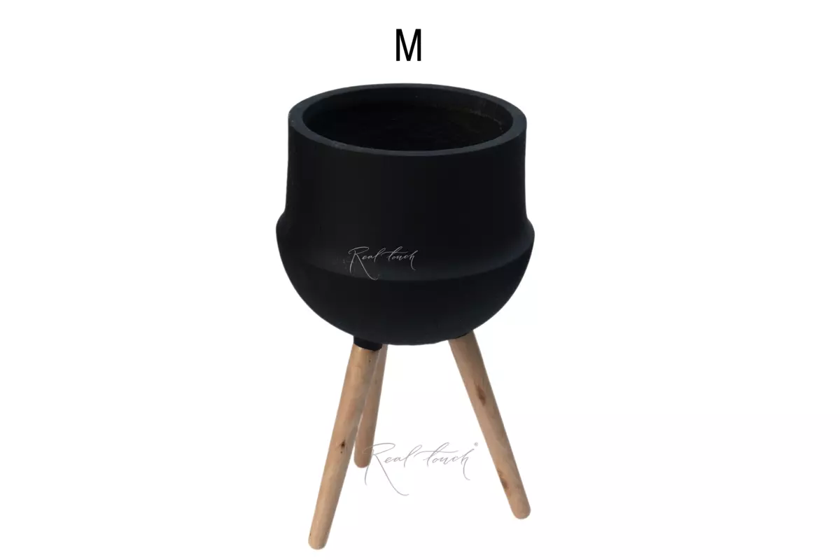 Кашпо Real Touch Грапп на ножках M - 55/28 см - Черный