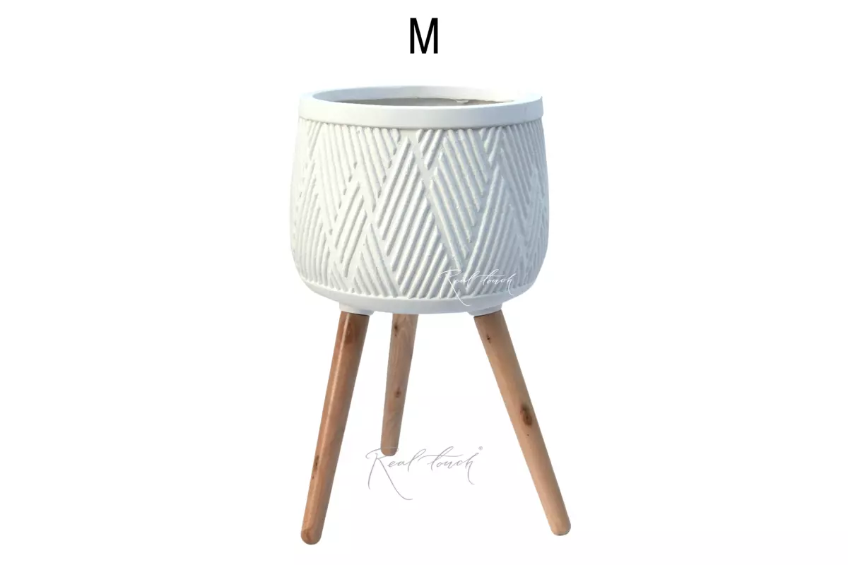Кашпо Real Touch Macrame на ножках M - 53/29 см - Белый