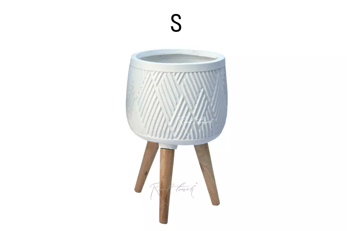 Кашпо Real Touch Macrame на ножках S - 39/22 см - Белый