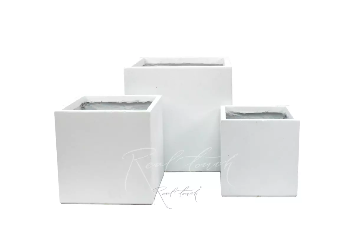 Кашпо Real Touch Plain Cube (M).2206 - Белый