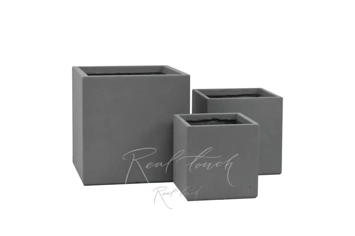 Кашпо Real Touch Plain Cube (S).2207 - Серый