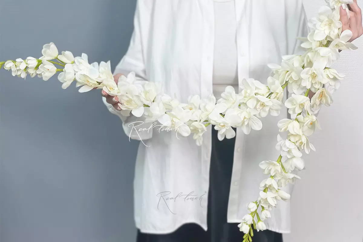 Глициния силиконовая без стебля (2 ветки) - Белый